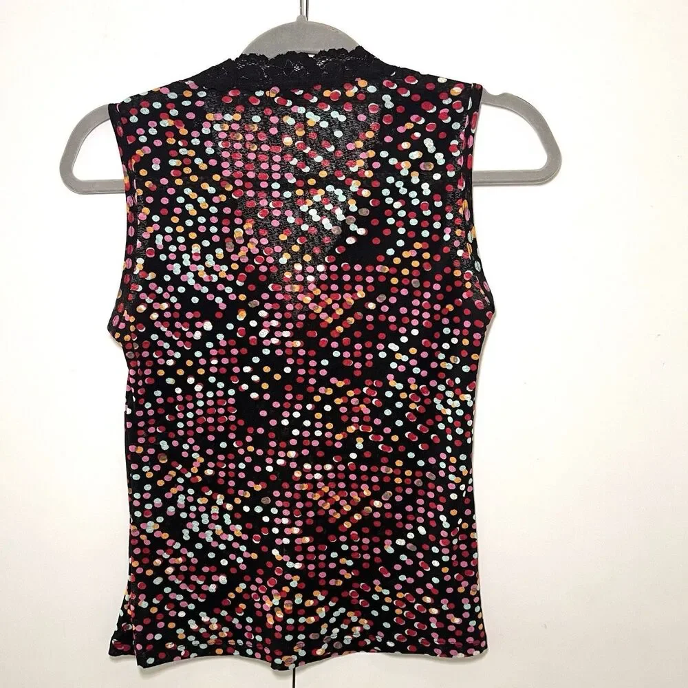 Shameless Mesh Babydoll Top Size L Polka Dot Lace Trim Light Weight Feminine Y2K